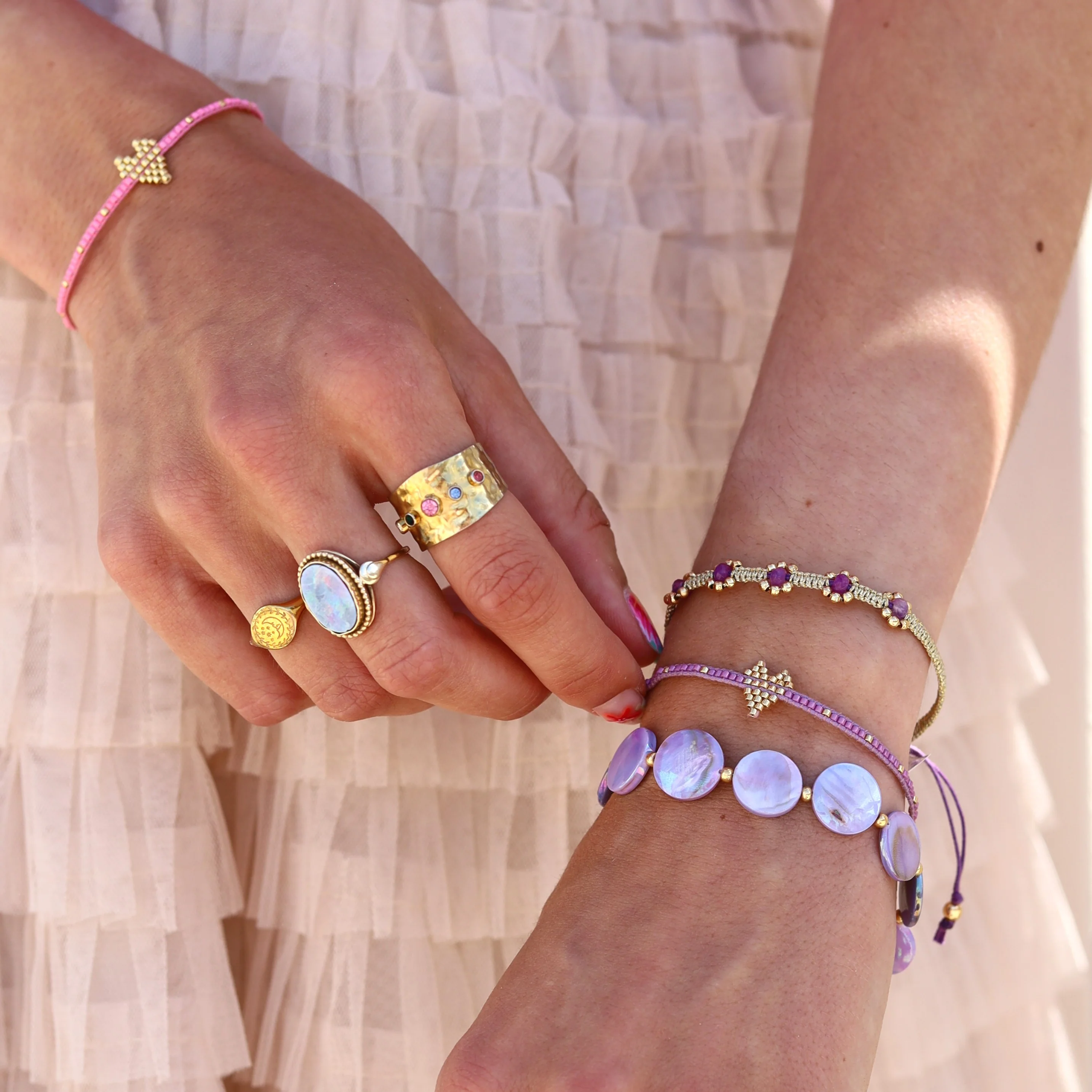 Armband met gouden hart - roze - Image 3