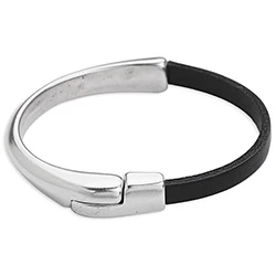 Halve magneet armband voor 5mm leer DQ zilver - Image 2