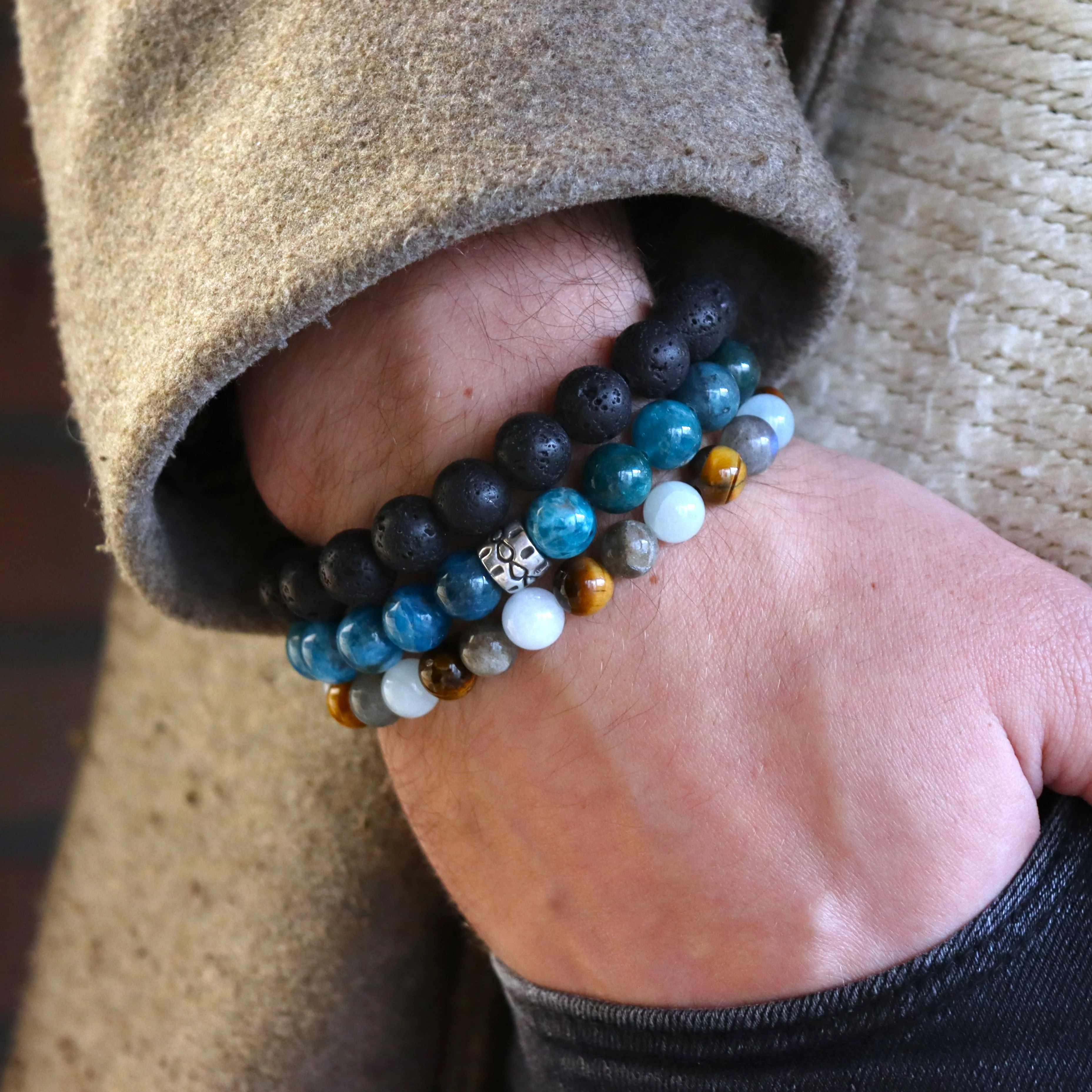 Herenarmband met lavasteen - Image 3