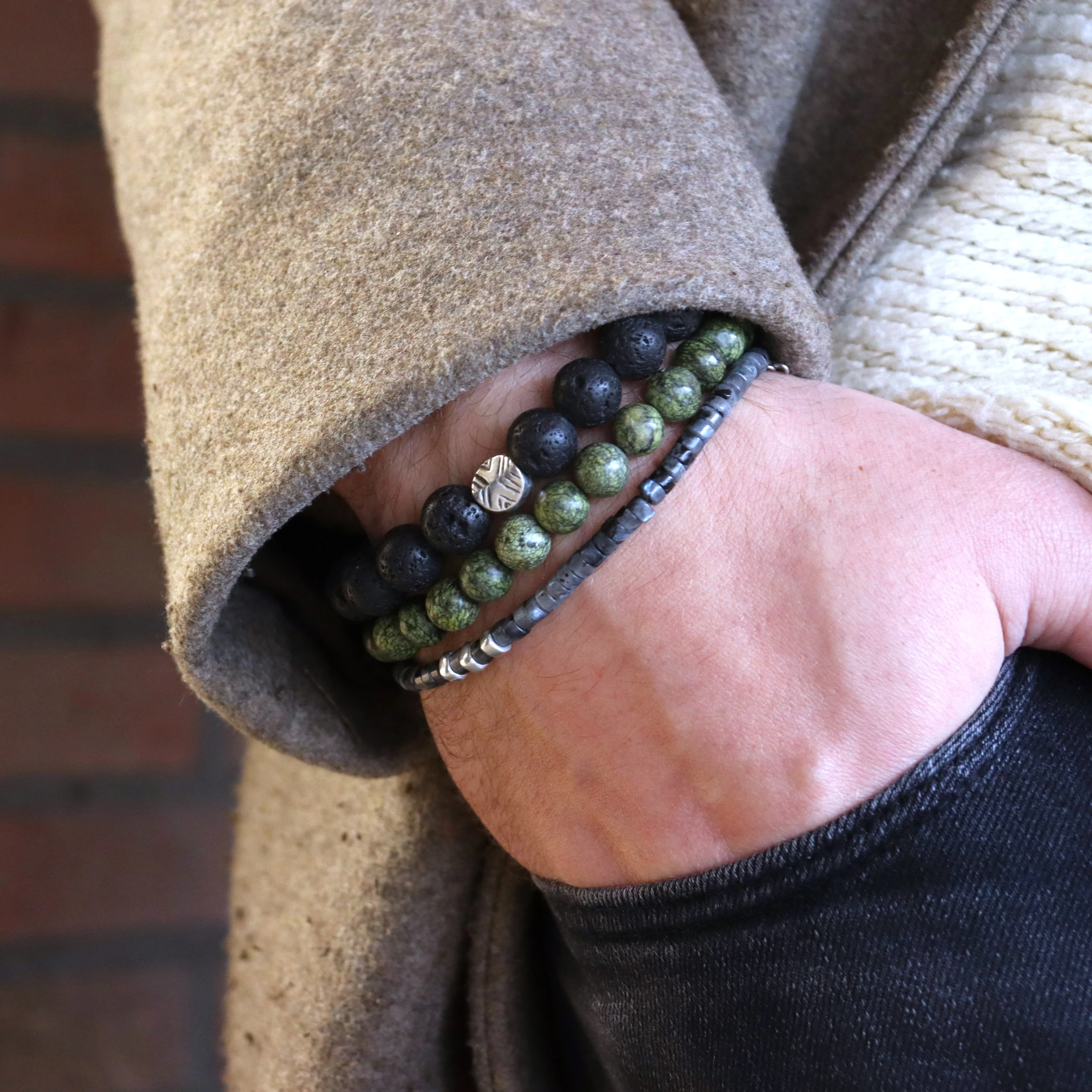 Herenarmband met serpentijn - Image 2
