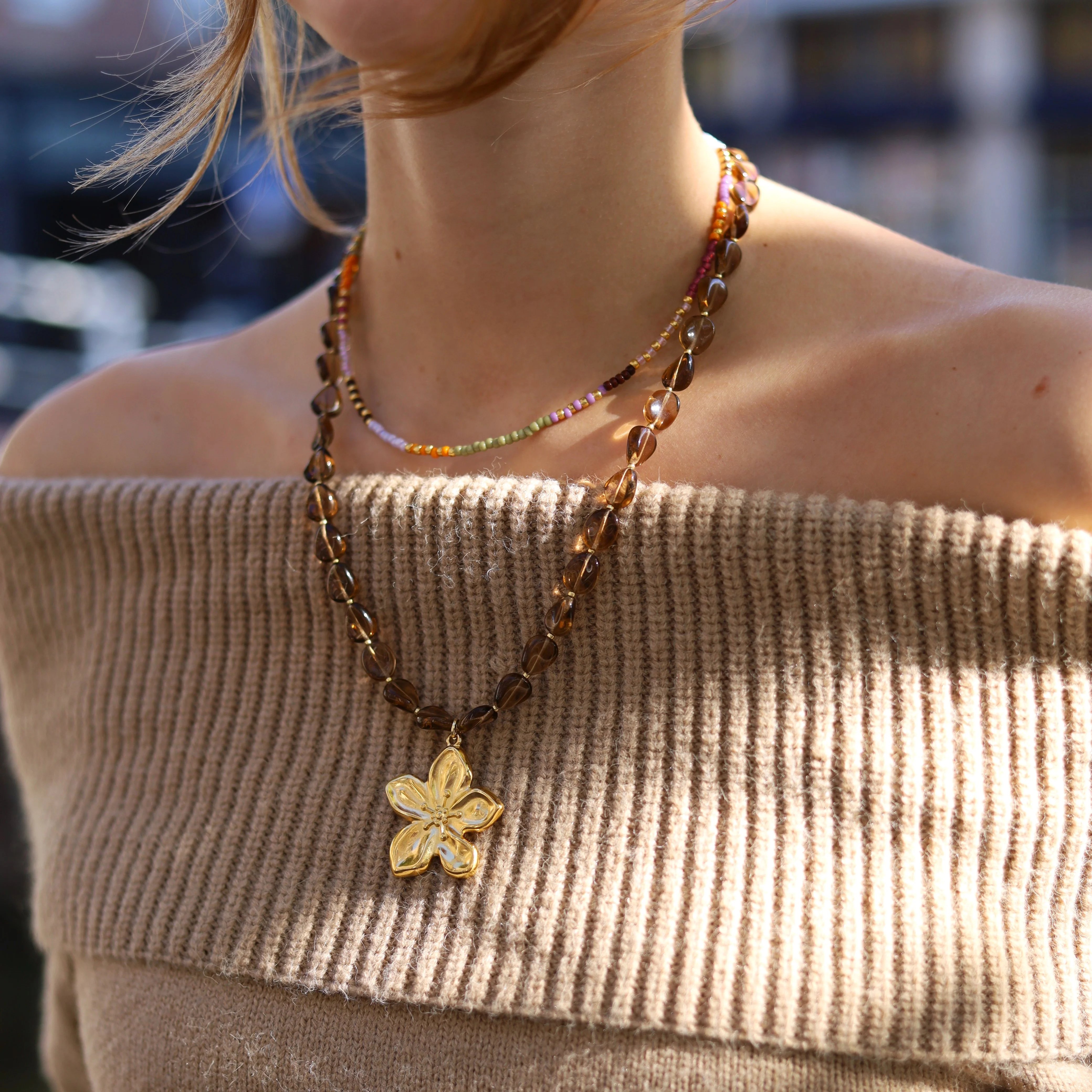 Kralenketting - herfstkleuren goud - Image 3