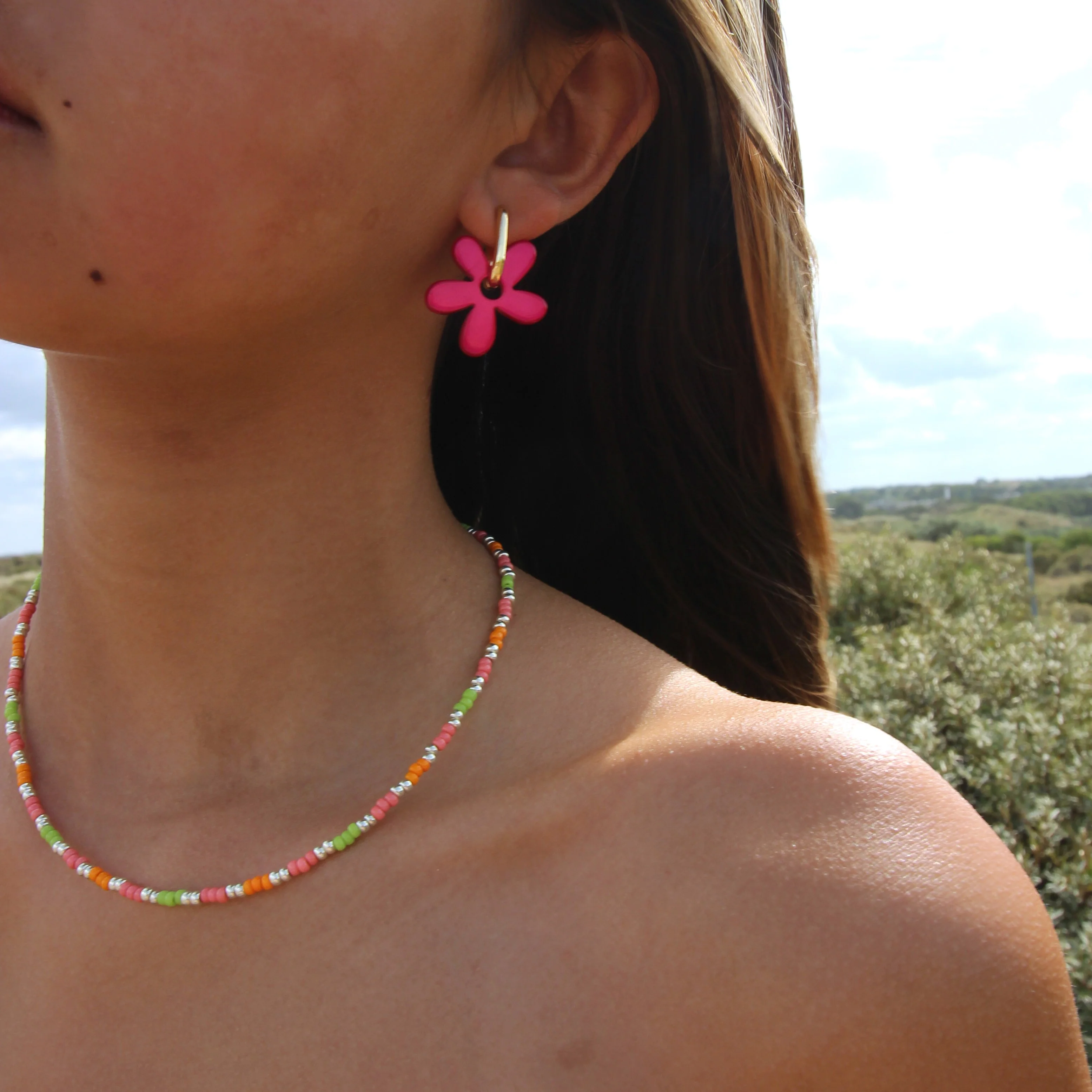 Kralenketting Miyuki - groen oranje roze zilver - Image 2