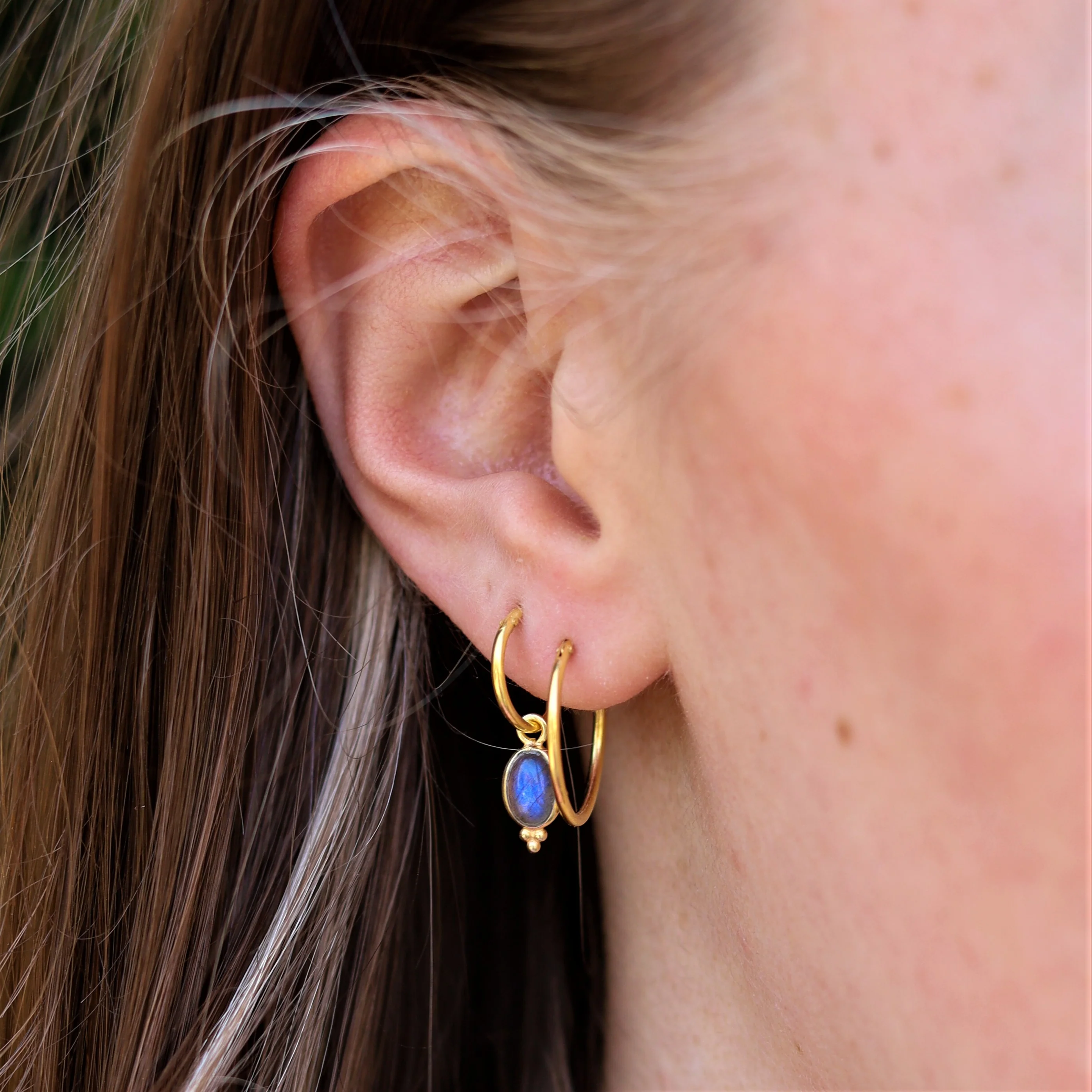 Gold plated oorringbedel met labradoriet - Image 2