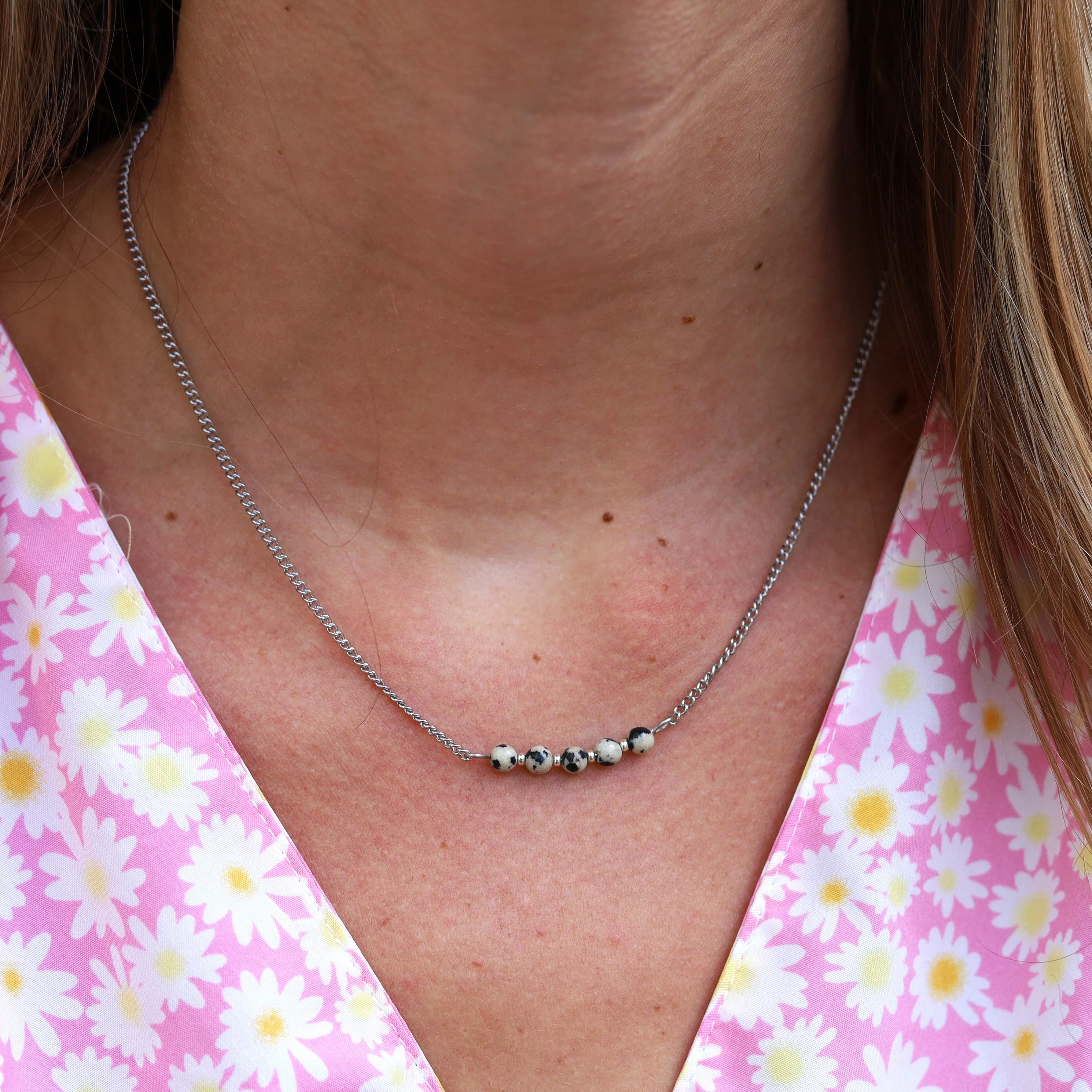 Stainless steel ketting zilver - jaspis - Image 2