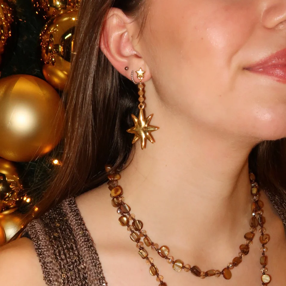 Statement oorbellen - ster met facetkralen - Image 3