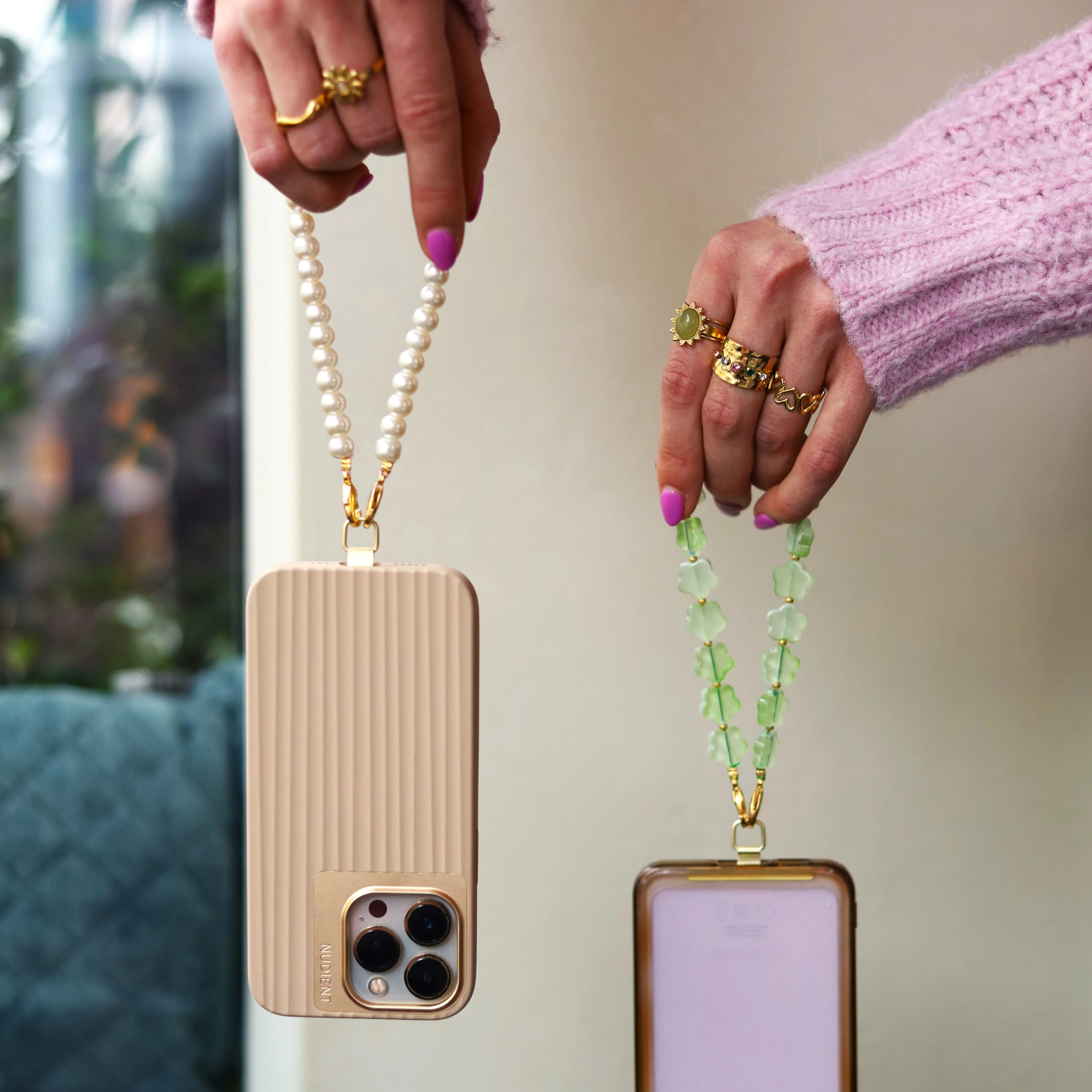 Telefoonkoord - parels goud - Image 3