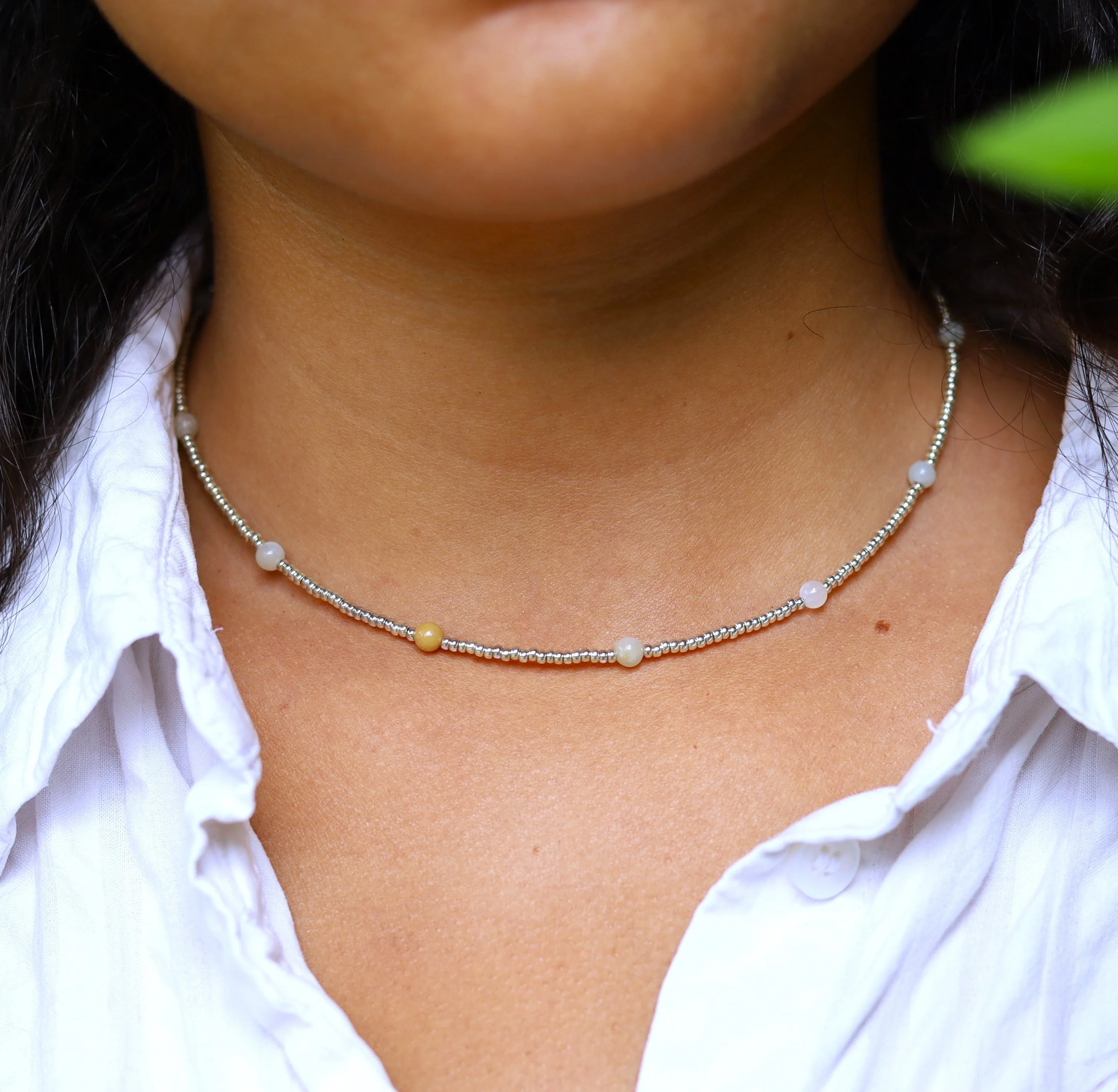 Zilveren kralenketting - amazoniet - Image 2